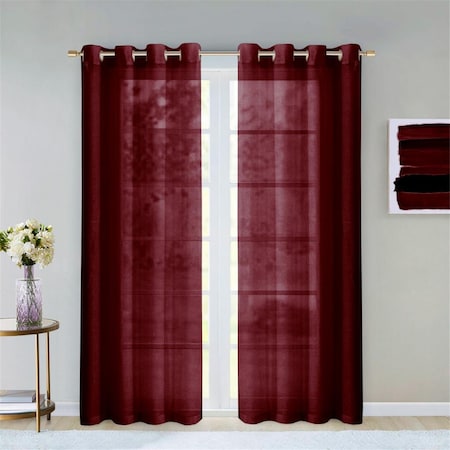 Palacedesigns 84 in. Burgundy Solid Modern Window Panels - Set of 2 PA3096054